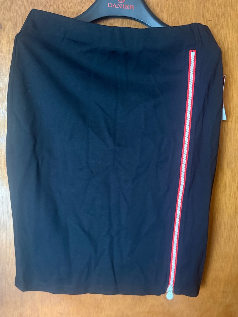 Hunter x Target Black Pencil Skirt with Red Zip Detail